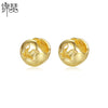 Women's Geometric Three Dimensional Ball Earrings In Electroplated Copper With Simple Spherical Design