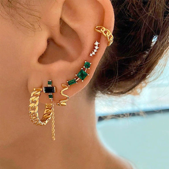 Women's Geometric Three Layer Zircon Earrings With Silver Needle And Copper Electroplated Fashion Jewelry