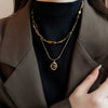 Women's Geometric Tiger Eye Clavicle Chain Necklace Copper Alloy Electroplated Light Luxury Highend Jewelry