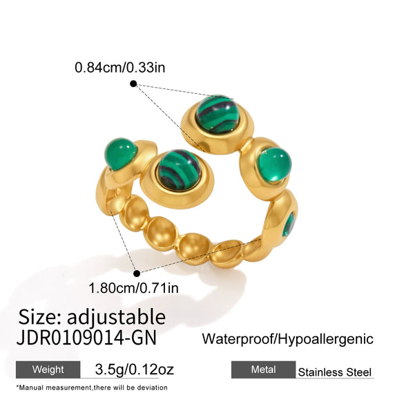 Women's Geometric Tiger Eye Natural Stone Ring In Stainless Steel With Vacuum Pvd Gold Plating Hypoallergenic Jewelry