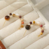 Women's Geometric Tiger Eye Stone And Freshwater Pearl Earrings With Electroplating