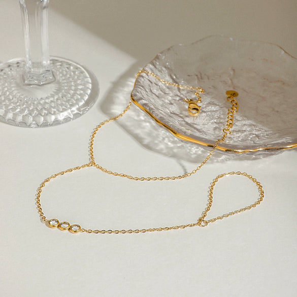 Women's Geometric Titanium Steel And 18K Gold Finger Chain And Footpiece