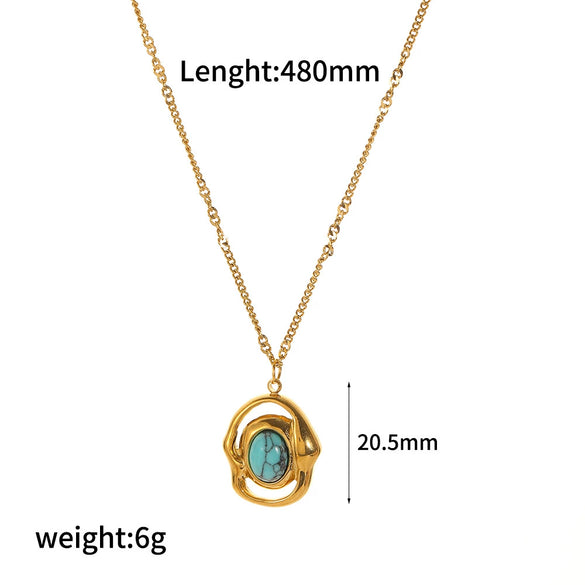 Women's Geometric Titanium Steel And Stainless Steel Turquoise Necklace With Electroplating