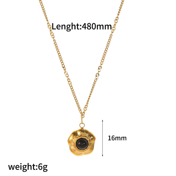 Women's Geometric Titanium Steel And Stainless Steel Turquoise Necklace With Electroplating