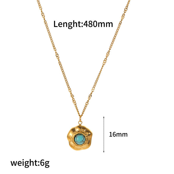 Women's Geometric Titanium Steel And Stainless Steel Turquoise Necklace With Electroplating