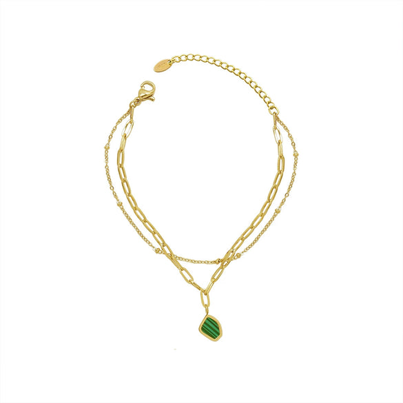Women's Geometric Stainless Steel Double Layer Bracelet With Acrylic Pendant Electroplated Fashion Jewelry