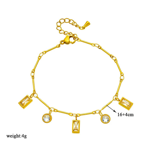 Women's Geometric Titanium Steel Electroplated Round Square Diamond Bracelet Jewelry