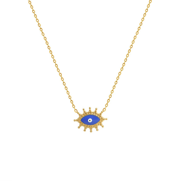 Women's Geometric Titanium Steel Evil Eye Necklace With Gold Plated Electroplated Cross Chain Personality Jewelry