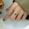 Women's Geometric Titanium Steel Finger Chain Ring With Zircon Inlay Adjustable Pullout Hand Jewelry Electroplated Fashion Metal Accessory