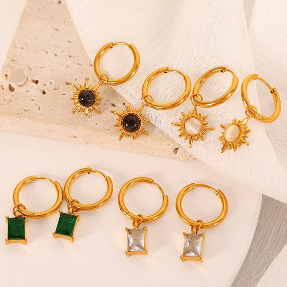 Women's Geometric 316L Stainless Steel Gold Plated Fashionable Allmatch Earrings