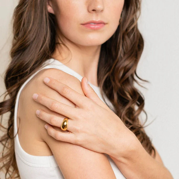 Women's Geometric Titanium Steel Gold Plated Ring