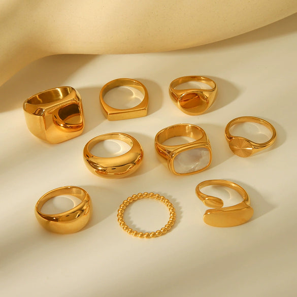 Women's Geometric Titanium Steel Gold Plated Ring