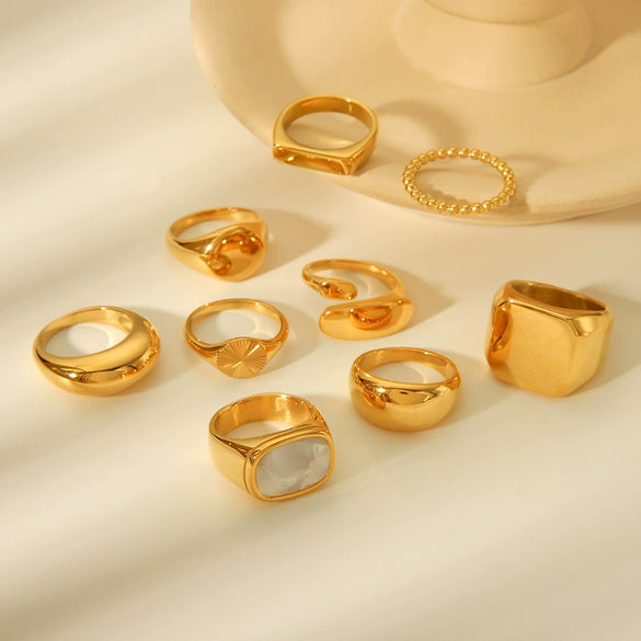 Women's Geometric Titanium Steel Gold Plated Ring