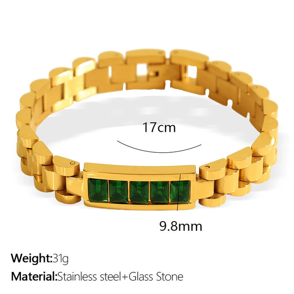 Women's Geometric 316L Stainless Steel Jewelry Hip Hop Style With Titanium Plating And Zircon Inlaid Strap Chain