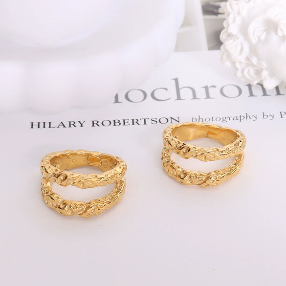 Women's Geometric Titanium Steel Ring With Electroplated Gold Finish Fashion Statement Tail Ring