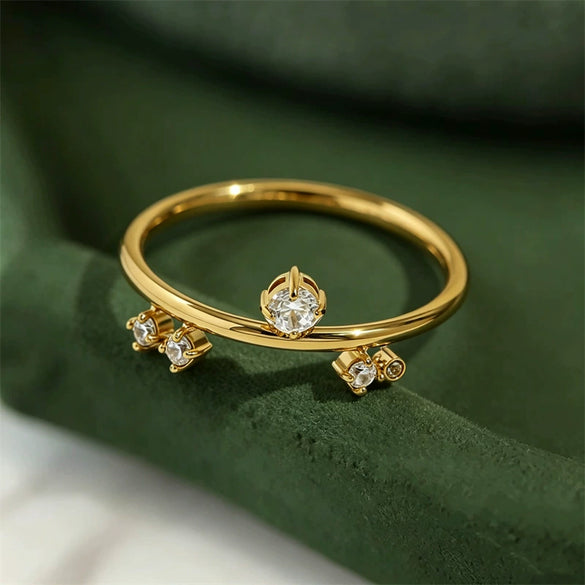 Women's Geometric Titanium Steel Ring With Gold Plated Inlay Fashion Electroplated Jewelry Accessory