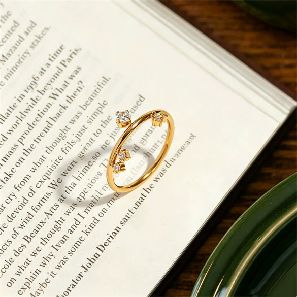 Women's Geometric Titanium Steel Ring With Gold Plated Inlay Fashion Electroplated Jewelry Accessory
