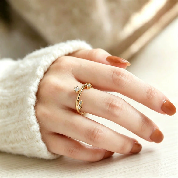 Women's Geometric Titanium Steel Ring With Gold Plated Inlay Fashion Electroplated Jewelry Accessory