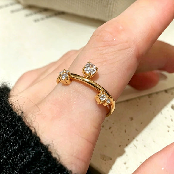 Women's Geometric Titanium Steel Ring With Gold Plated Inlay Fashion Electroplated Jewelry Accessory