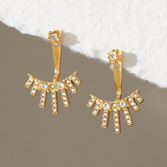 Women's Geometric Titanium Steel Stud Earrings With Detachable Front And Back Design Vacuum Gold Plated Stainless Steel Jewelry