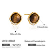 Women's Geometric Titanium Steel Stud Earrings With Pvd Vacuum Gold Plating And Sparkling Rhinestone Detail For Wholesale