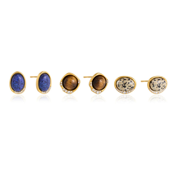 Women's Geometric Titanium Steel Stud Earrings With Pvd Vacuum Gold Plating And Sparkling Rhinestone Detail For Wholesale