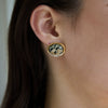 Women's Geometric Titanium Steel Stud Earrings With Pvd Vacuum Gold Plating And Sparkling Rhinestone Detail For Wholesale
