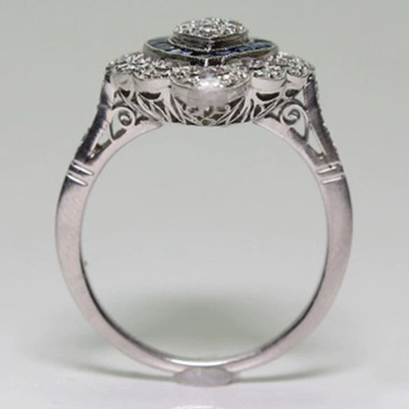 Women's Geometric Topaz Engagement Ring Electroplated Metal Jewelry With Simple Fashion Design