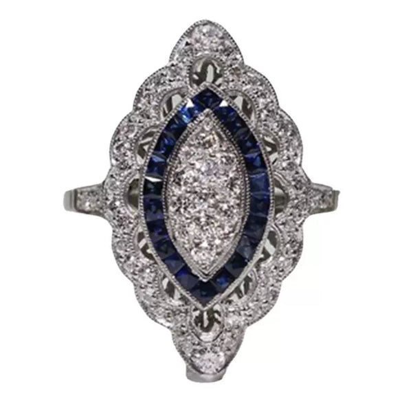 Women's Geometric Topaz Engagement Ring Electroplated Metal Jewelry With Simple Fashion Design