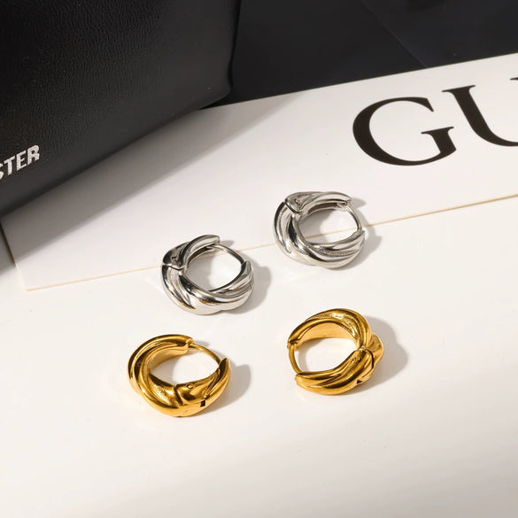 Women's Geometric Twist Ear Cuffs In Stainless Steel With Vacuum Gold Plated Finish Simple Non Fading Fashion Earrings