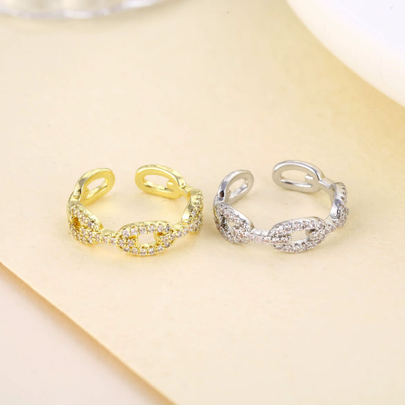 Women's Geometric Twist Open Ring With Zircon Micro Inlay Environmental Protection Copper Fashion Index Finger Ring