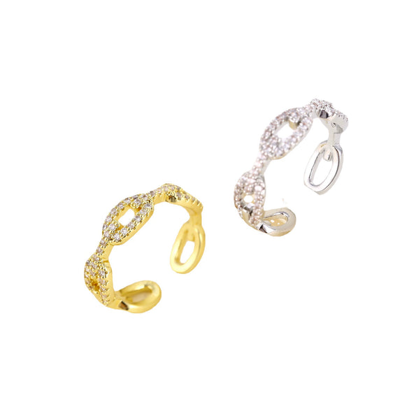 Women's Geometric Twist Open Ring With Zircon Micro Inlay Environmental Protection Copper Fashion Index Finger Ring