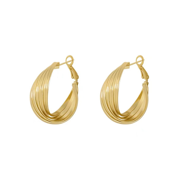Women's Geometric Twisted Alloy Earrings With Electroplated Finish And Titanium Alloy Ear Pins Fashionable Light Luxury Ear Accessories