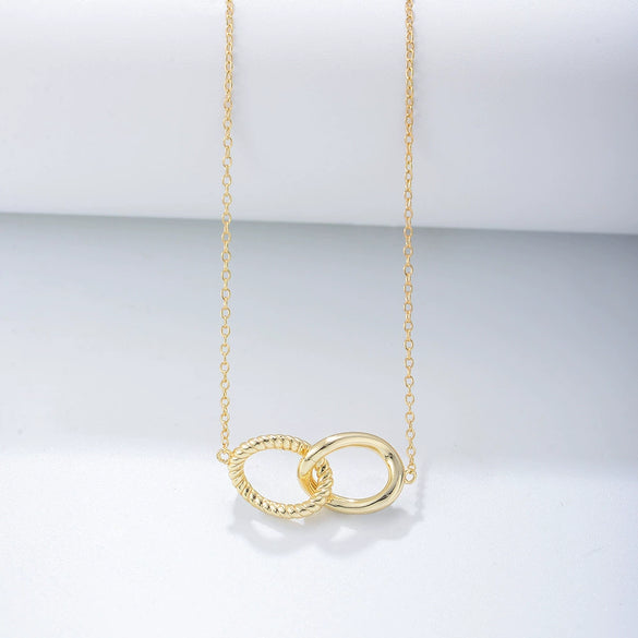 Women's Geometric Twisted Doublering Doublebuckle Necklace 925 Sterling Silver Electroplated