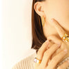 Women's Geometric U Shape Twist Earrings In Titanium Steel With Electroplated Gold Finish