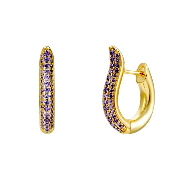 Women's Geometric U Shaped Micro Pave Earrings With Silver Needle And Copper Electroplated Fashion Jewelry