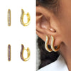 Women's Geometric U Shaped Micro Pave Earrings With Silver Needle And Copper Electroplated Fashion Jewelry