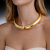 Women's Geometric Ushaped Wide Choker Necklace Goldtone Electroplated Zinc Alloy Smooth Open Punk Style