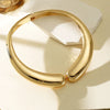 Women's Geometric Ushaped Wide Choker Necklace Goldtone Electroplated Zinc Alloy Smooth Open Punk Style