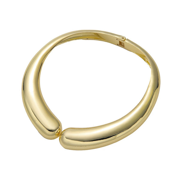 Women's Geometric Ushaped Wide Choker Necklace Goldtone Electroplated Zinc Alloy Smooth Open Punk Style