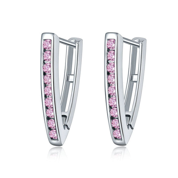 Women's Geometric V Shaped Triangle Earrings With Crystal Zircon In Electroplated Environmental Protection Copper