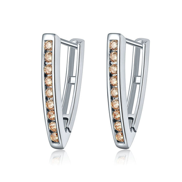 Women's Geometric V Shaped Triangle Earrings With Crystal Zircon In Electroplated Environmental Protection Copper