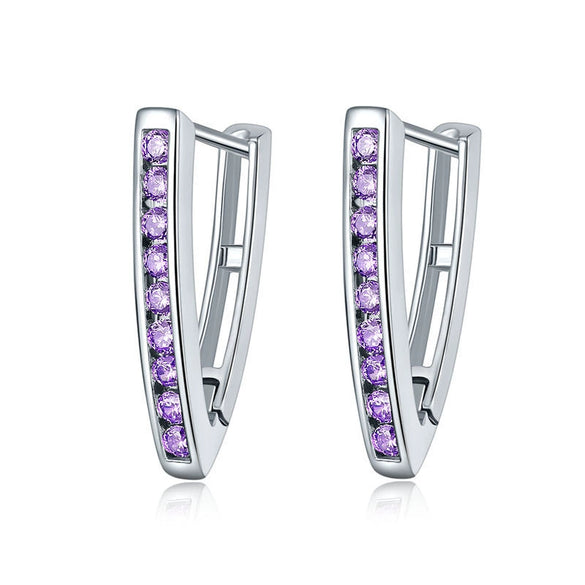 Women's Geometric V Shaped Triangle Earrings With Crystal Zircon In Electroplated Environmental Protection Copper