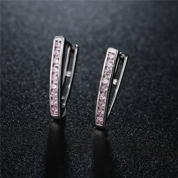 Women's Geometric V Shaped Triangle Earrings With Crystal Zircon In Electroplated Environmental Protection Copper