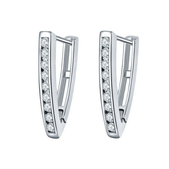 Women's Geometric V Shaped Triangle Earrings With Crystal Zircon In Electroplated Environmental Protection Copper