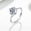 Women's Geometric Vine Ring In S925 Sterling Silver With Electroplated Finish And Moissanite Zircon Detail Adjustable Open Band