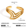 Women's Geometric Vshaped Irregular Hollow Titanium Steel Electroplated Ring