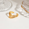 Women's Geometric Vshaped Irregular Hollow Titanium Steel Electroplated Ring