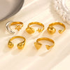 Women's Geometric Water Drop Casting Ring With Star And Moon Pattern Electroplated Minimalist Style