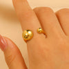 Women's Geometric Water Drop Casting Ring With Star And Moon Pattern Electroplated Minimalist Style